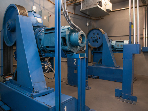 elevator motor equipment in a facility